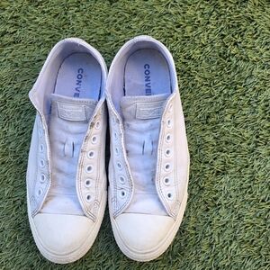 Converse All-White Leather Sneakers Size 8.5 Mens